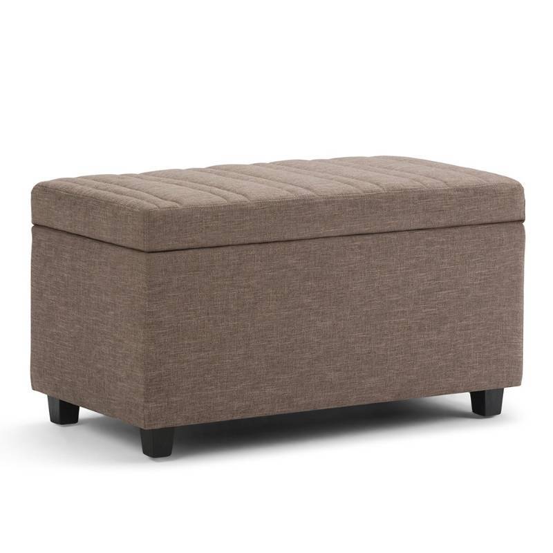 lot 6802 image: Darcy Fawn Brown Linen Look Fabric Storage Ottoman