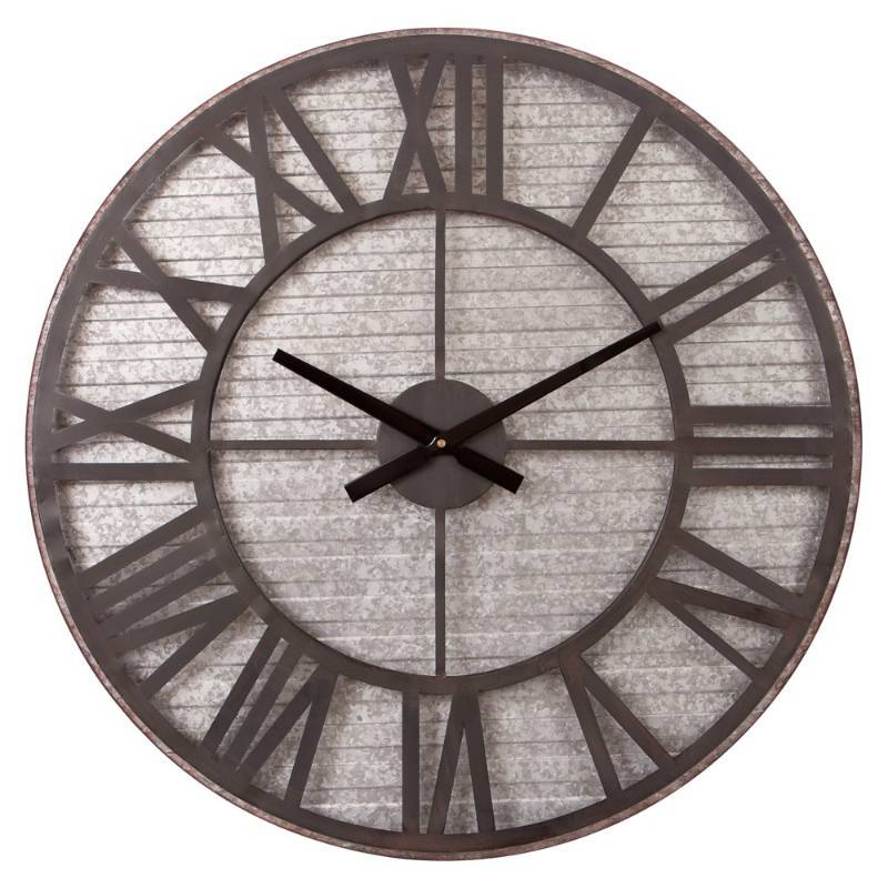 lot 6812 image: Rustic Galvanized Metal Cut Out Wall Clock