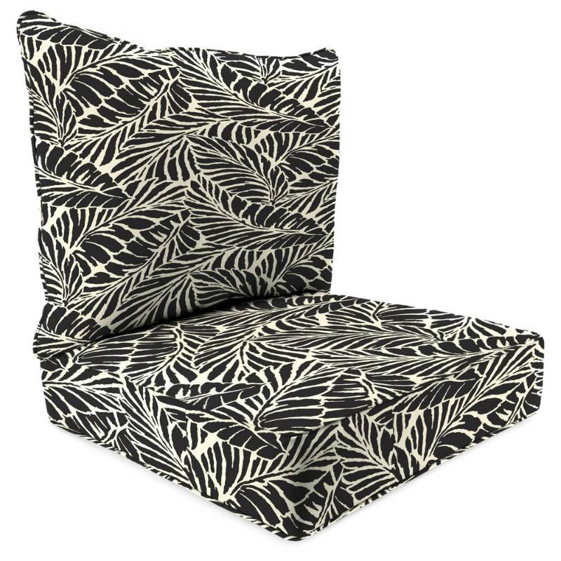 lot 6819 image: Outdoor Set Of 2PC Deep Seat Chair Cushion In Malkus Black - Jordan Manufacturing, Almond Oil