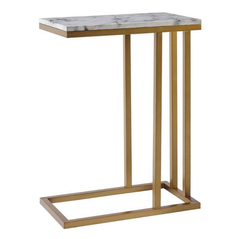 lot 6834 image: Versanora - Marmo C Shape Table - Faux Marble Brass