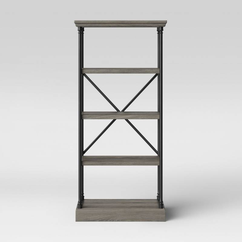 lot 6847 image: 65 Conway Cast Iron Bookcase Wood - Threshold