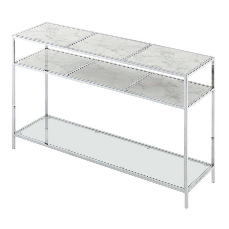 lot 6850 image: Convenience Concepts 134599WM Gold Coast Carrara Console Table - Faux White Marble