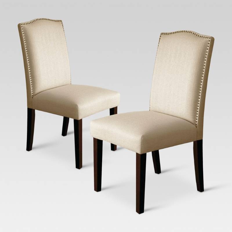 lot 6885 image: Dining Chair Set Threshold Camelot Nailhead Dining Chair - Natural