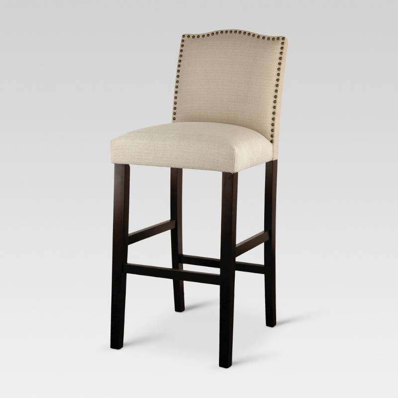 lot 6887 image: Barstool Threshold Camelot Nailhead 30  Barstool - Natural