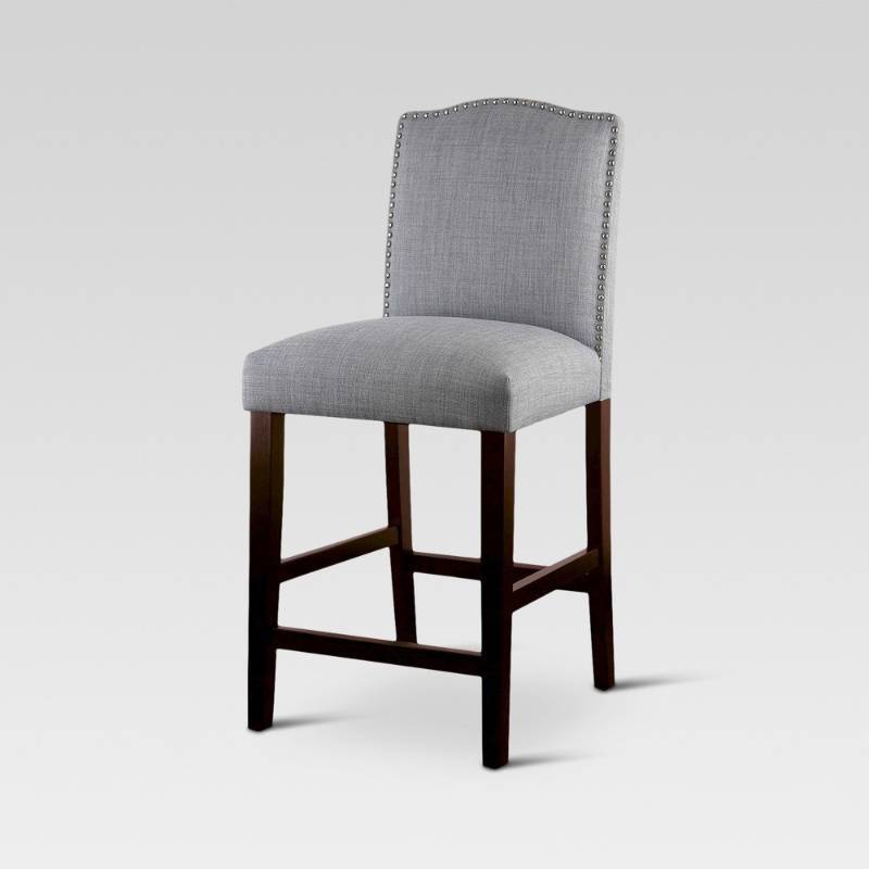 lot 6895 image: Camelot Nailhead Trim 24 Counter Stool Hardwood - Gray - Threshold