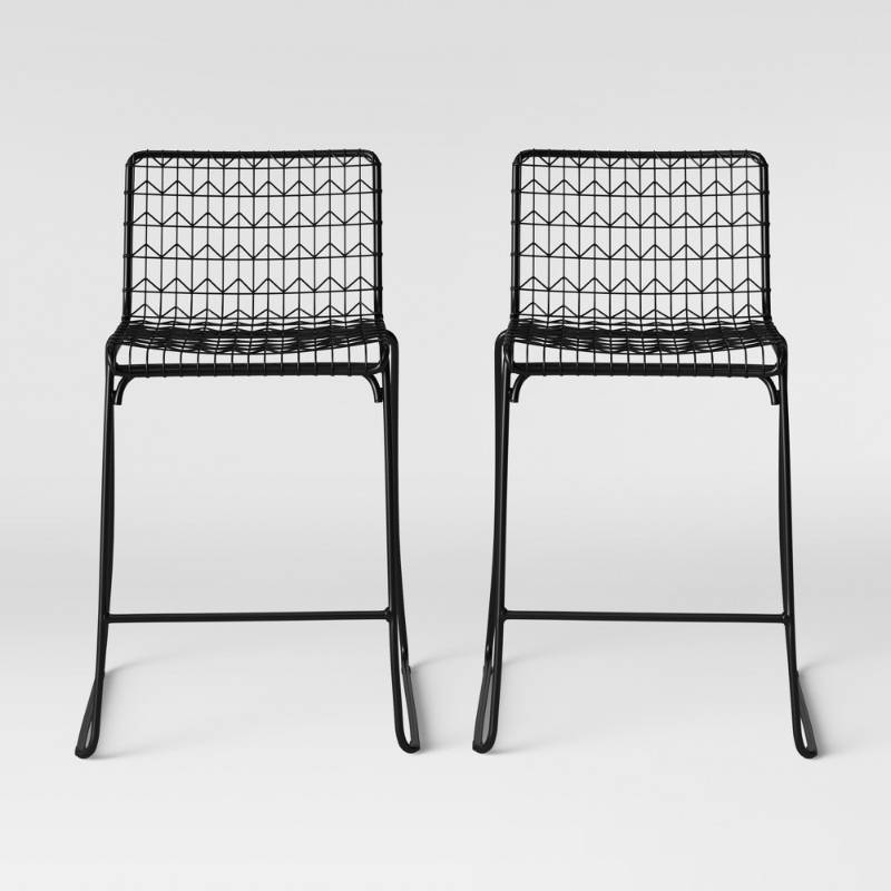 lot 6905 image: 2pk Oster Wire Counter Stool Black - Project 62