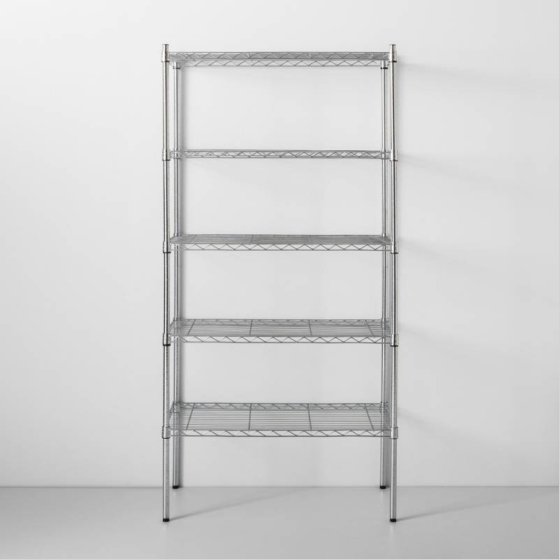 lot 6918 image: 5 Tier Wire Shelf Chrome (Grey) - Made By Design