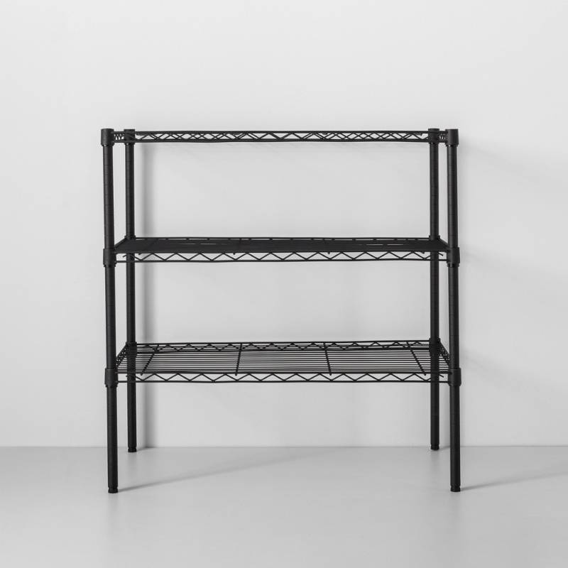 lot 6919 image: 3 Tier Wide Wire Shelf Black - Made By Design