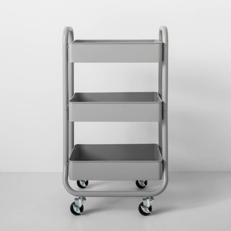 lot 6921 image: Three Tier Metal Utility Cart Gray - Made By Design