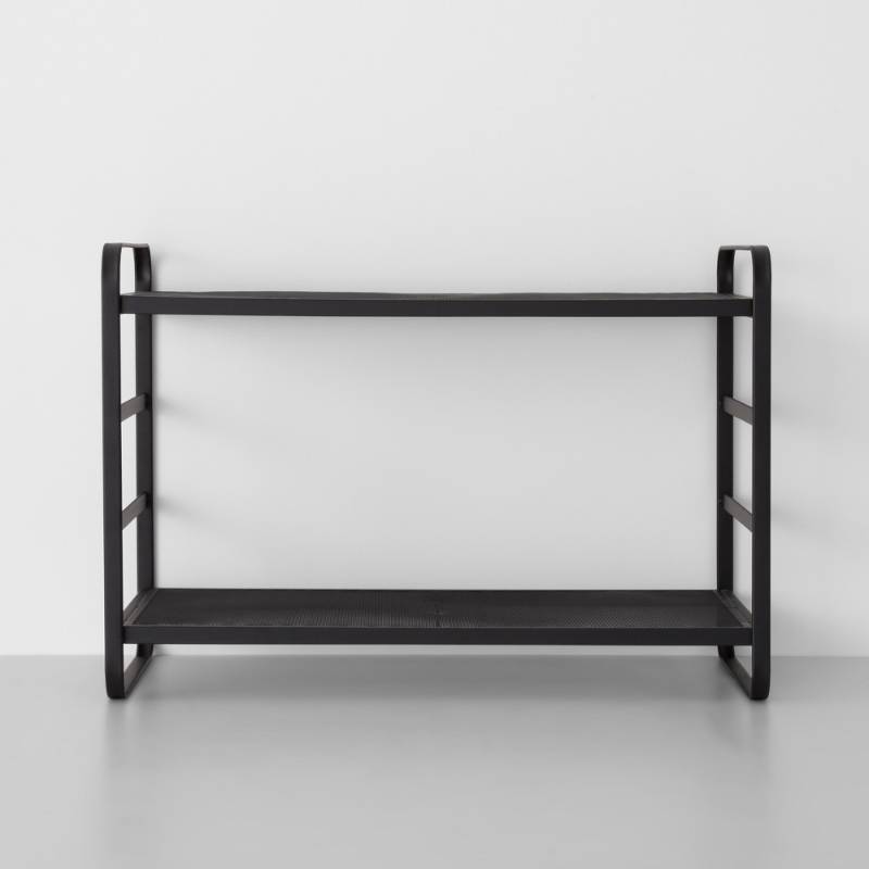 lot 6928 image: Two Tier Wire Mesh Shoe Rack Black - Made By Design