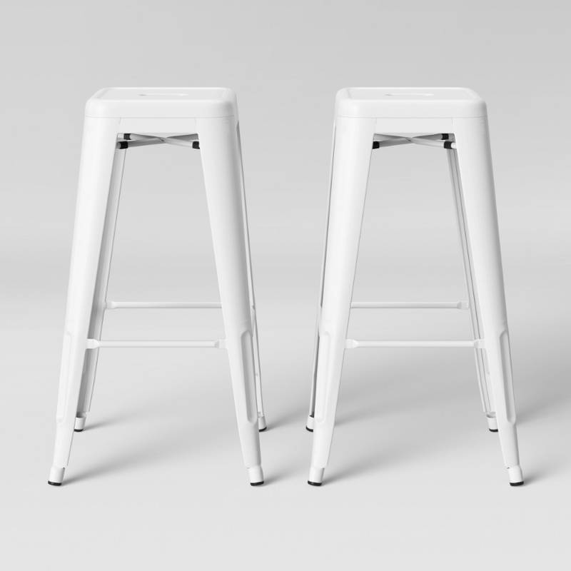 lot 6966 image: Set of 2 Carlisle Backless Barstool Taupe Soft Taupe - Threshold