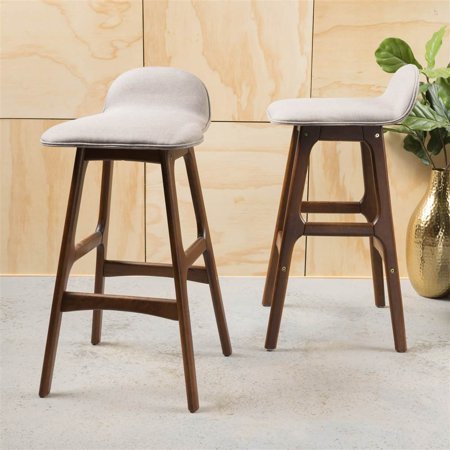 lot 6969 image: Christopher Knight Home Anatoli 29-inch Backed Mid-century Fabric Barstool (Set of 2) by