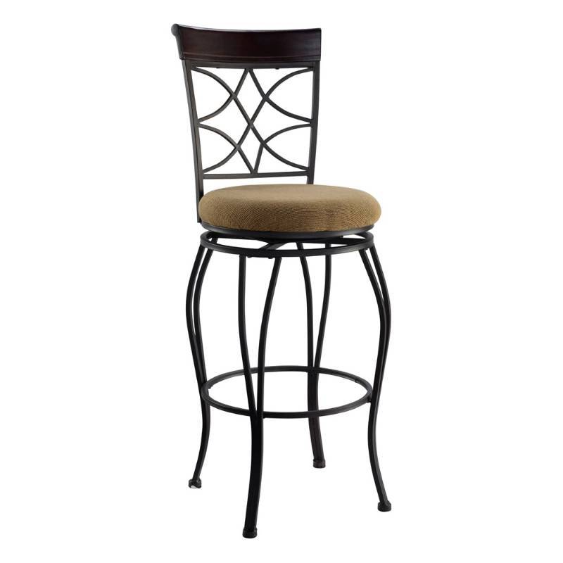 lot 6976 image: Linon Curves Metallic Brown Upholstered Back-bar Stool