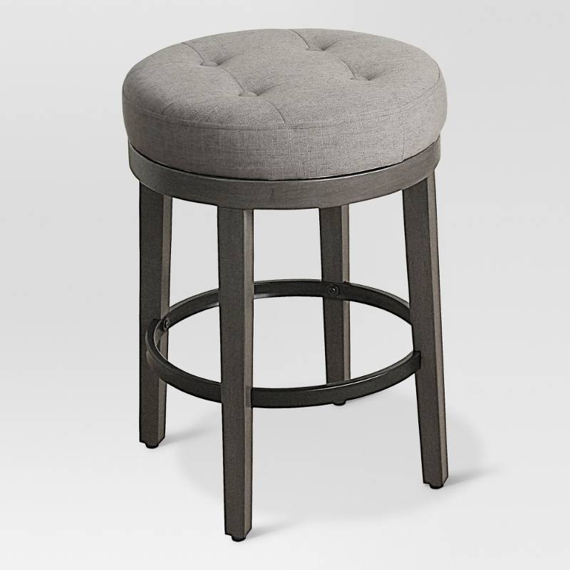 lot 6979 image: Counter Stool Tufted Swivel 24  Counter stool Gray - Threshold, Grey