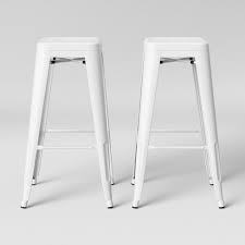 lot 6970 image: Set of 2 Carlisle Backless Barstool Taupe Matt White - Threshold