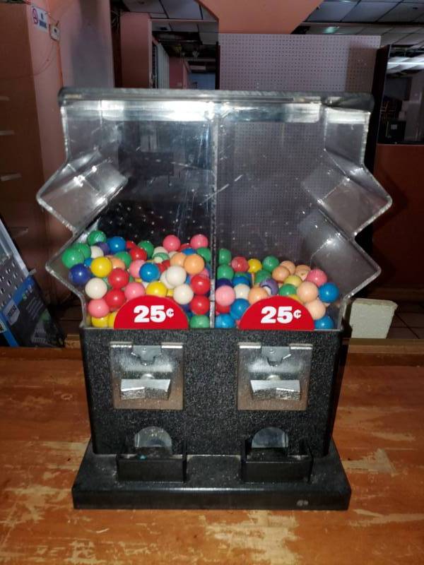lot 3790 image: Double Gumball  Candy Vending Cracked on Corner
