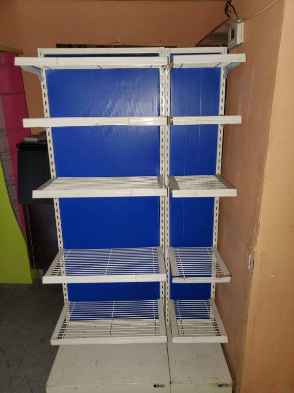 lot 3792 image: Freestanding Metal Merchandising Shelves