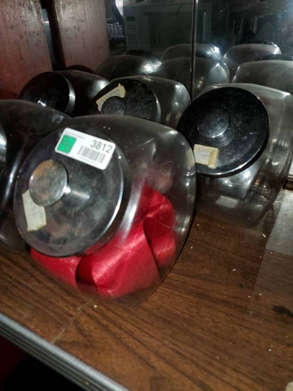 lot 3812 image: Lot of 5 Merchandising Jars with Chrome Lids