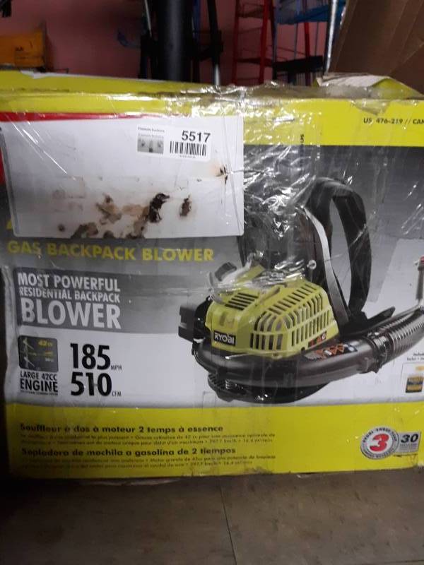 lot 5517 image: Ryobi Gas Backpack Blower 42cc engine
