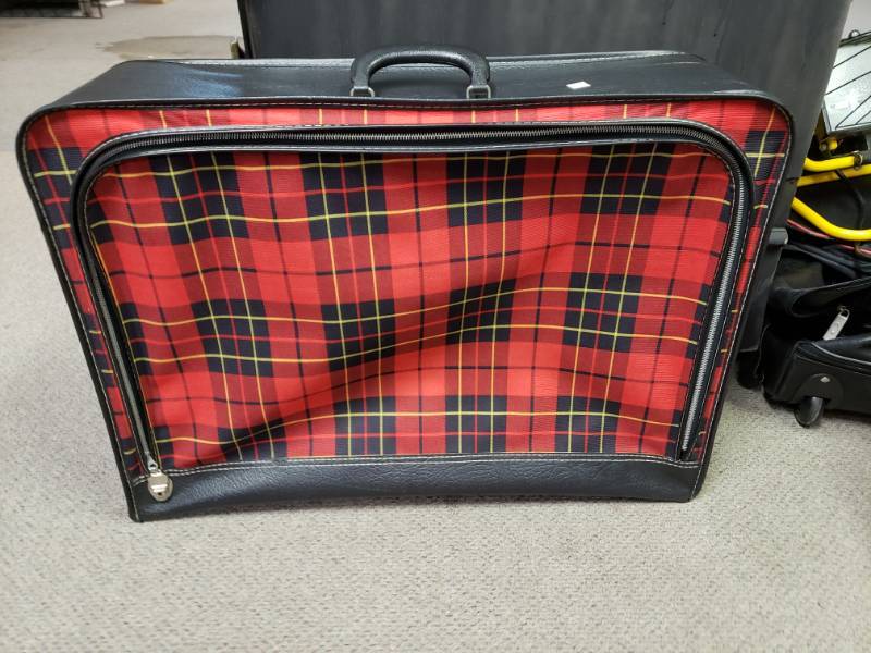 lot 1041 image: Red Plaid Suitcase