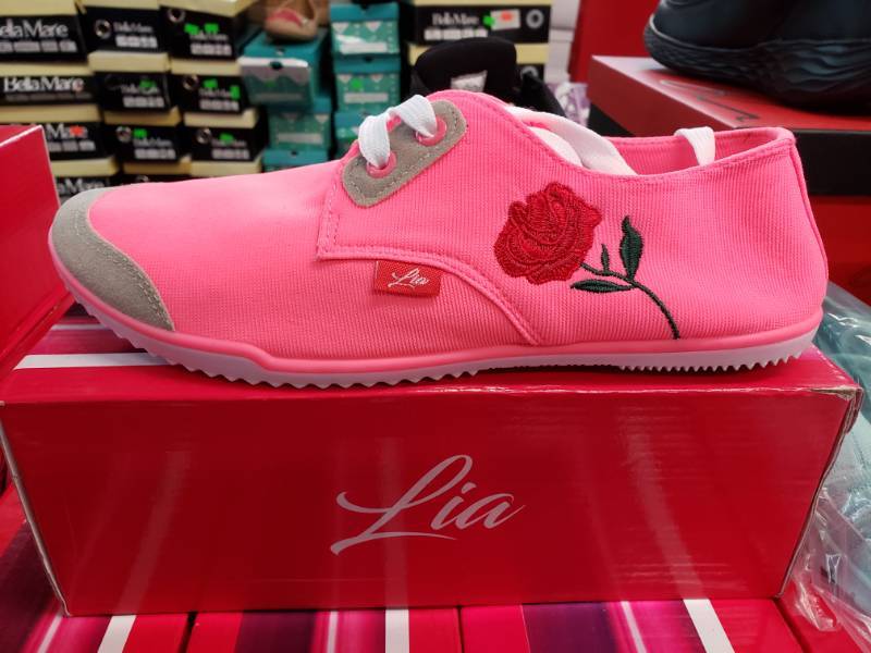lot 1073 image: Hot Pink Sneakers with Embroidered Rose Size 8