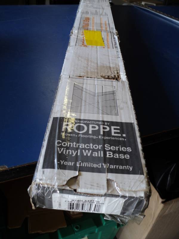lot 8655 image: (1) box ROPP Contrators Series Vinyl Wall Base, 16 pieces per box 4 x 48