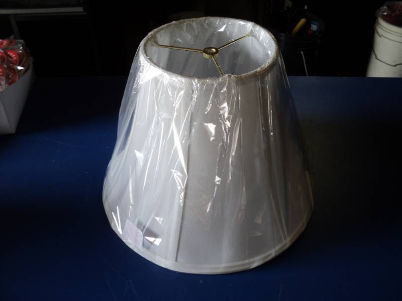 lot 8795 image: Lamp shade, white, 7 diameter top 14 diameter bottom x 11 tall