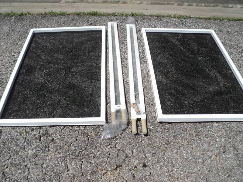 lot 9371 image: Pool Gate parts includes (2) vinyl screen panels, (2) vinyl post, gate hinge