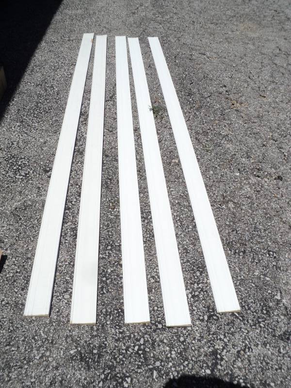 lot 9389 image: (5) ct lot composite wooden trim boards, white, 2-14 x 8