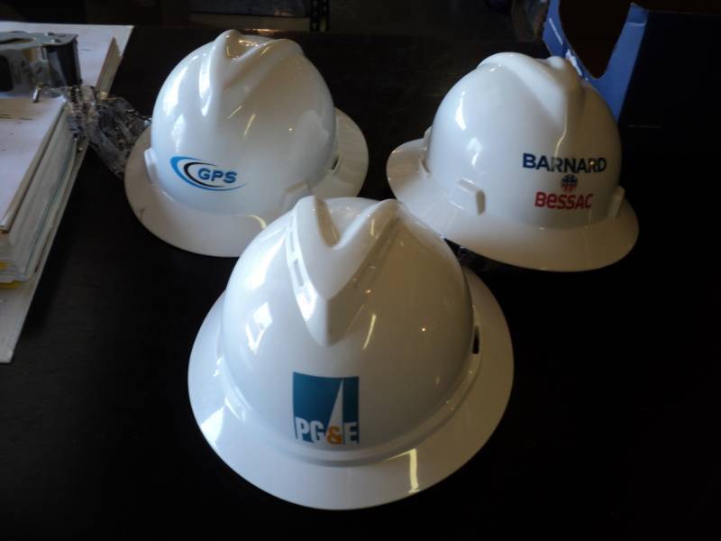 lot 9447 image: (3) ct mixed lot MSA Safety helmets with inserts