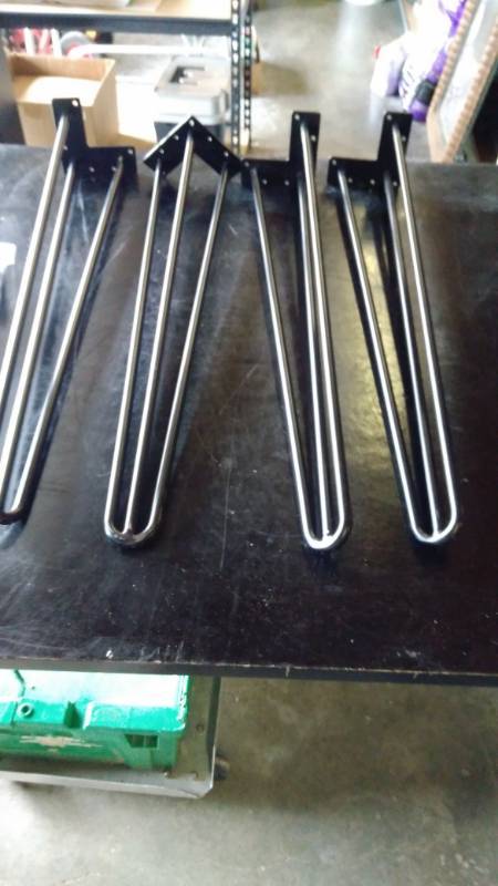 lot 9492 image: (4) ct lot Hairpin style table legs, 28 tall, includes mounting hardware, Table top not included