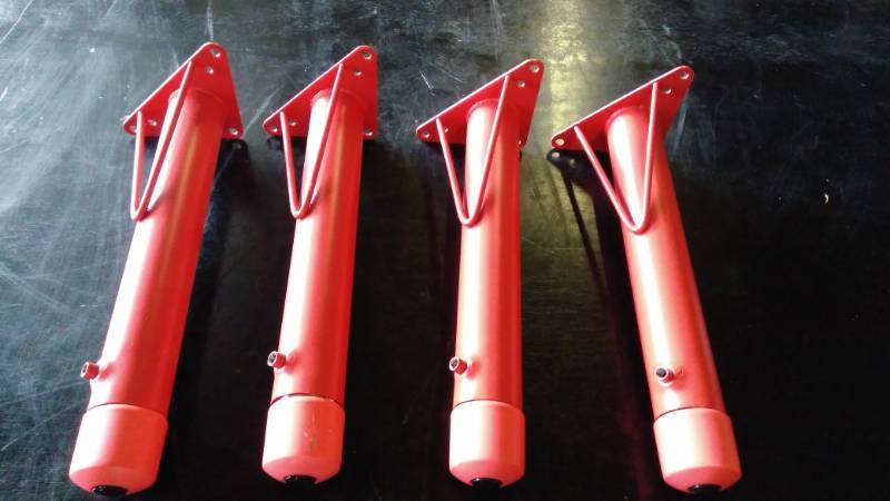 lot 9494 image: (4) ct lot red table legs 13 tall, adjustable height