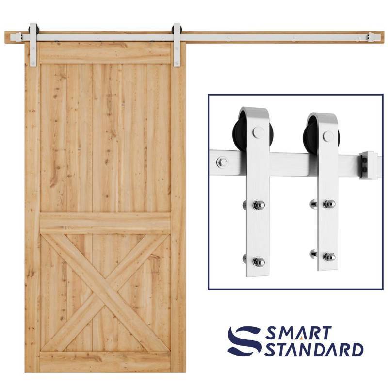 Smart Standard 8 Foot Heavy Duty Sliding Barn Door Hardware Kit