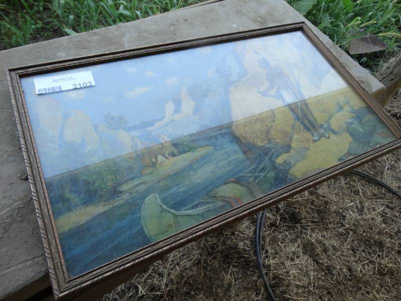 lot 2103 image: Framed old Native American print- dated 1928