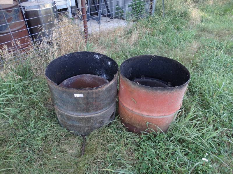 lot 2624 image: 2 half burn barrels