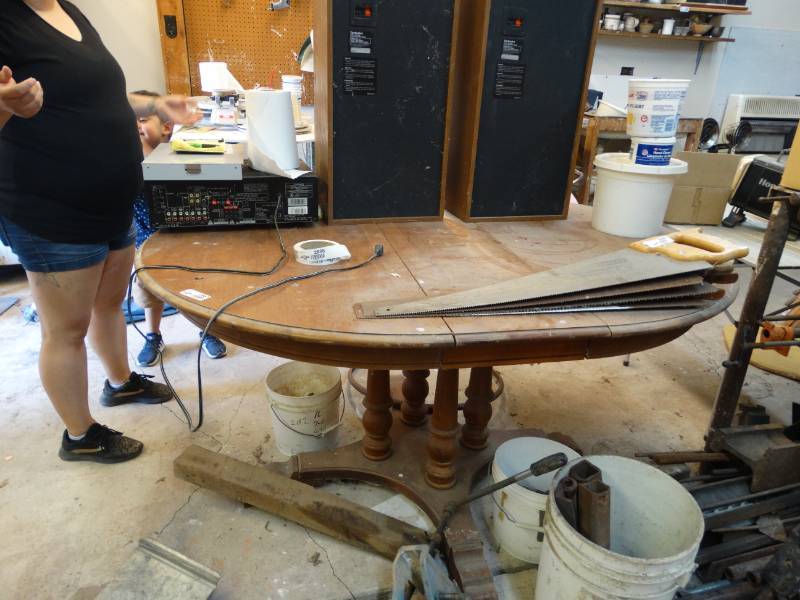 lot 2687 image: Wood dining table