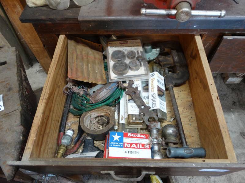 lot 2698 image: Drawer w tools spikes misc.