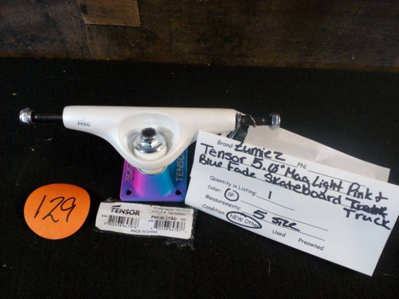 lot 129 image: Zumiez Tensor 5.0 Mag Light Pink & Blue Fade Skateboard Truck