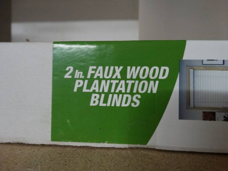 lot 429 image: Basic blinds 2 faux wood plantation blinds.