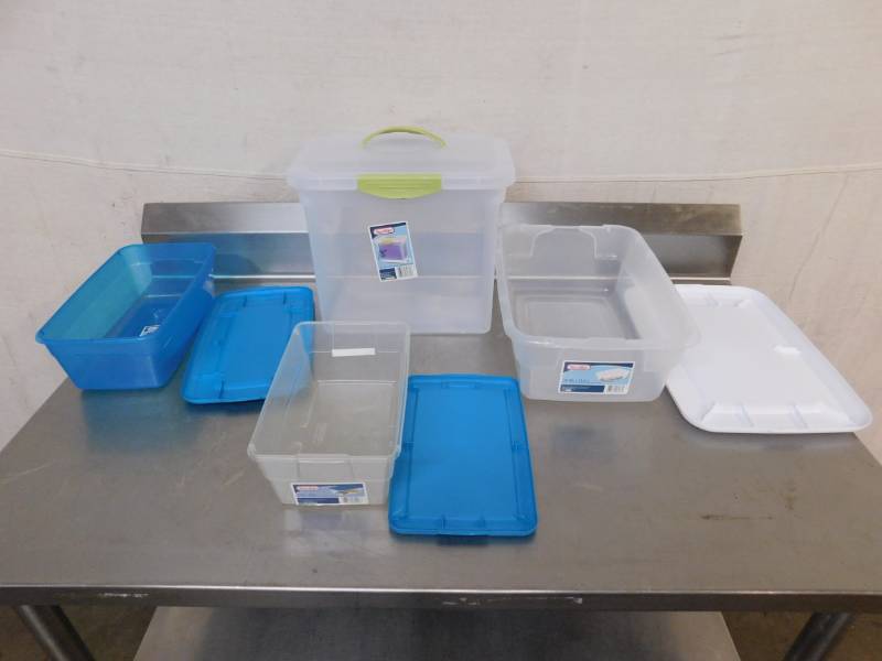 lot 2144 image: 4 Sterilite Plastic Containers with Lids