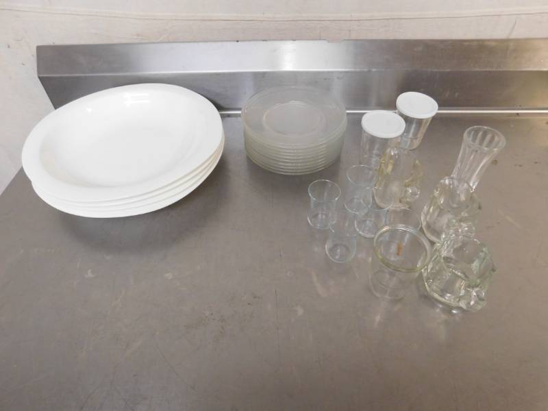 lot 2149 image: 4 Ceramic Plates, 10 Glass Plates and Assorted Glasses