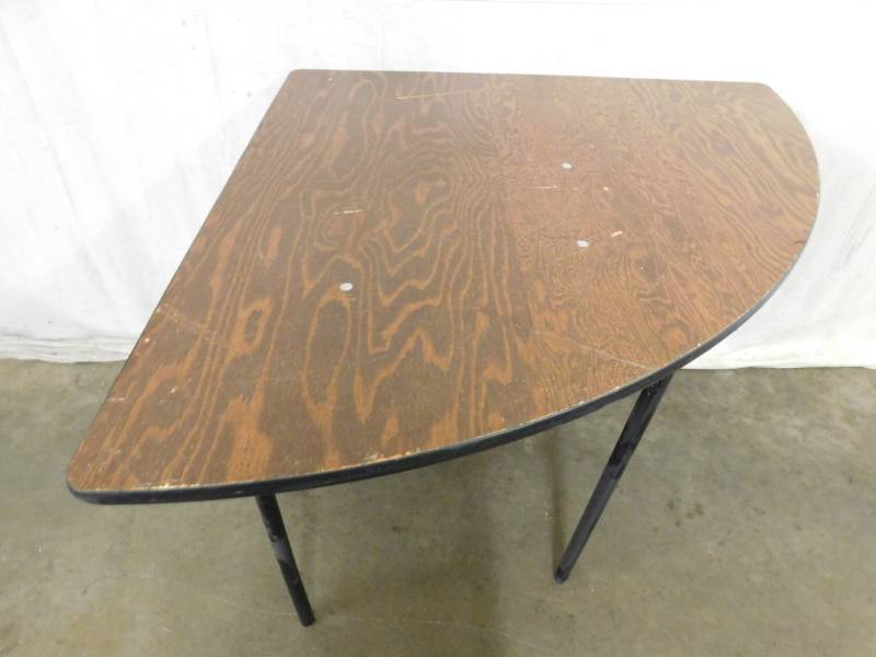 lot 2172 image: Wood Table with Metal Folding Legs