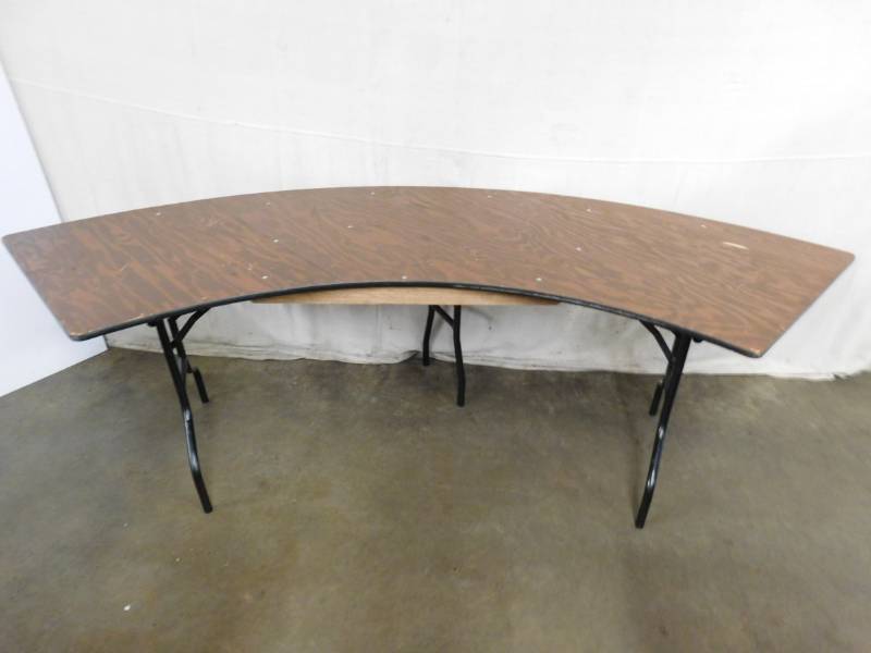 lot 2171C image: Wood Table with Metal Folding Legs