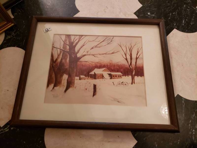 lot 1878 image: Field and Barn in Winter Time