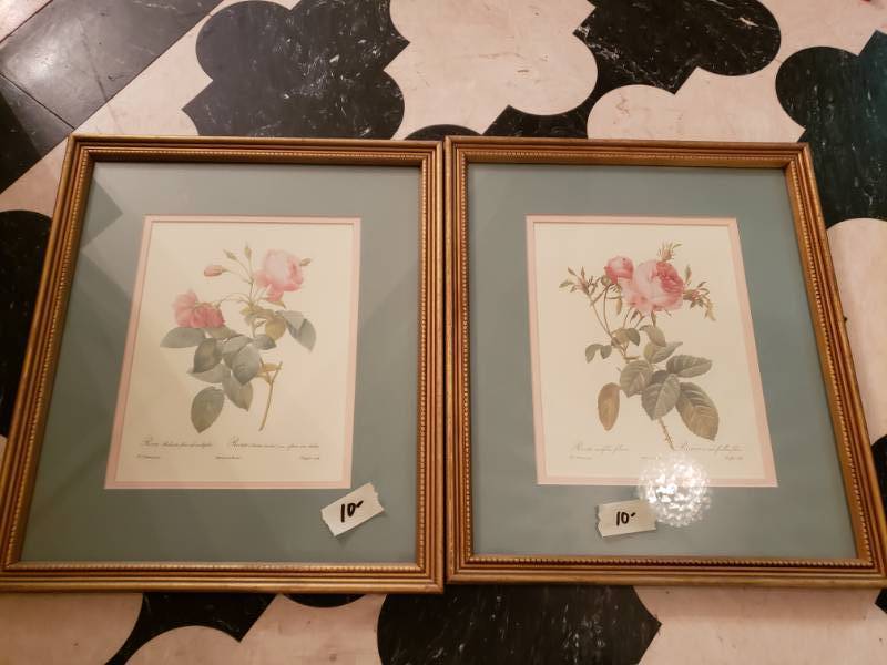 lot 1879 image: Rose Prints Set of 2