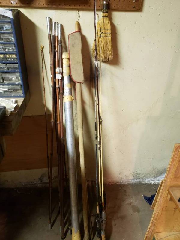 lot 1935 image: Lot of Fishing Rods and Bamboo Walking Sticks