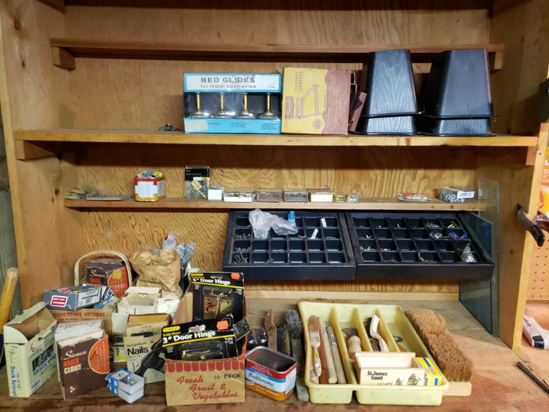 lot 1938 image: Mega Lot of Nails, Screws, Plugs, Wheels, Organizer Bins..