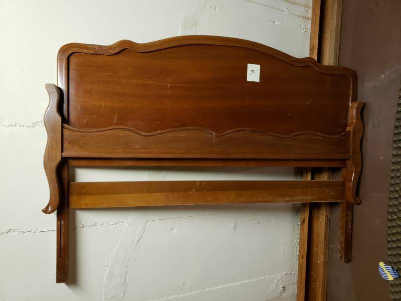 lot 1974 image: Full Size Bed Frame - Wooden Sideboards