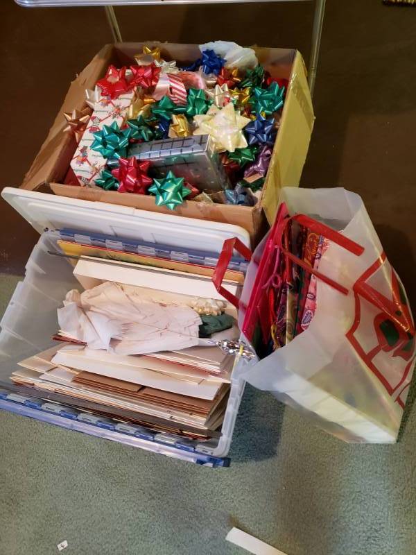 lot 1975 image: Mega Lot of Wrapping Paper and Christmas Holiday Bags Boxes