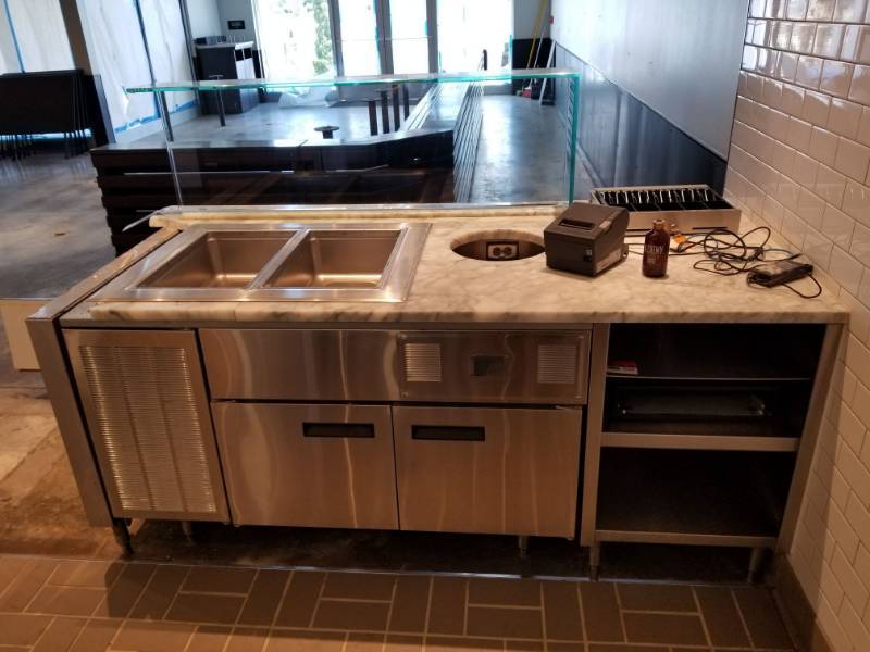 lot 2569 image: Refrigerated Prep Table With Stone Top
